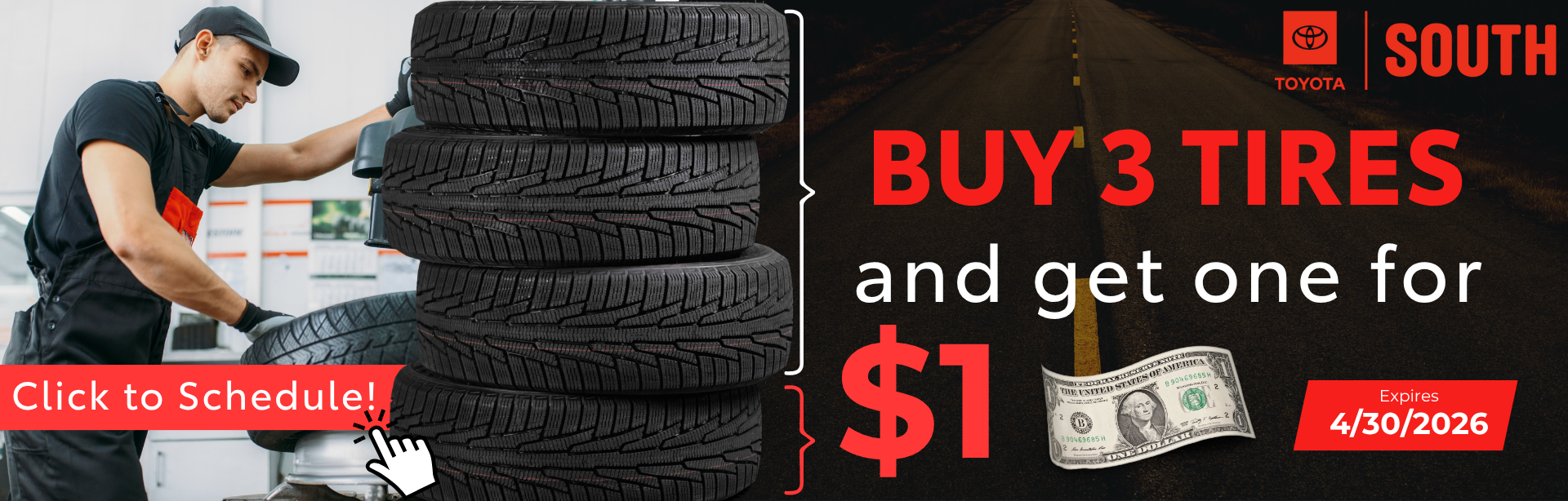 Buy 3 Tires and get 1 for $1