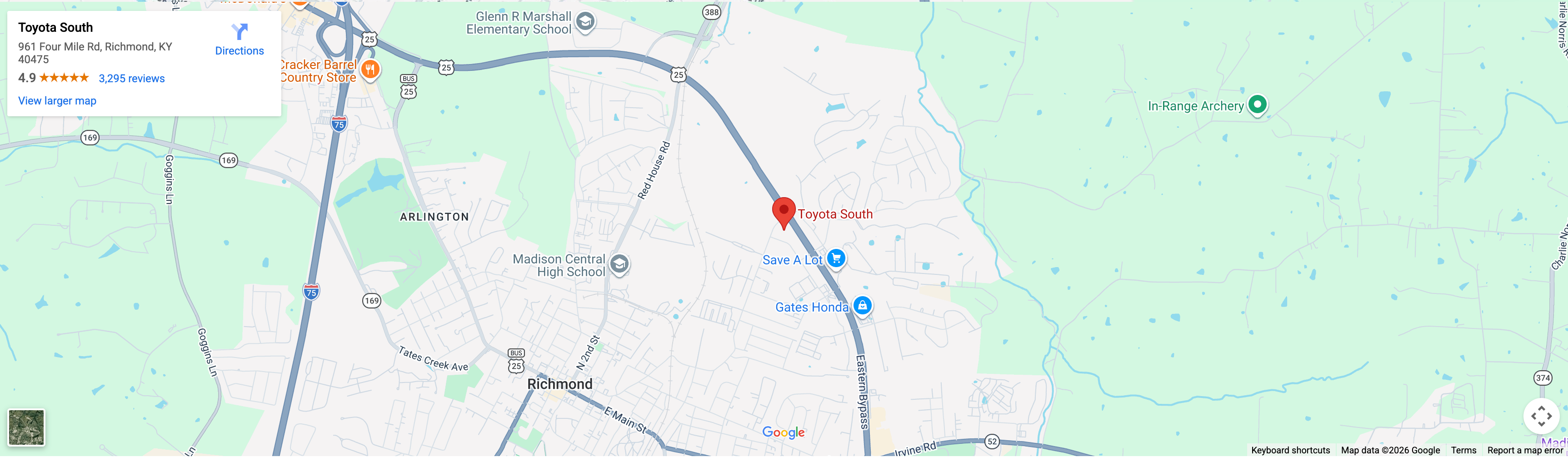 Toyota South Homepage Map