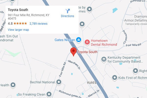 Toyota South Homepage Map