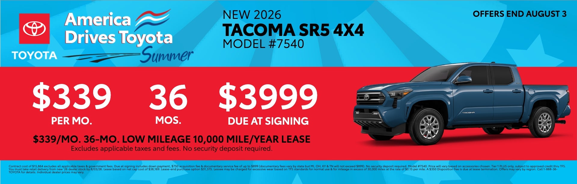 2026 Toyota Tacoma SR5 4x4 lease offer at Toyota South