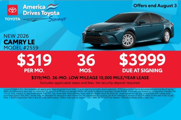 2026 Toyota Camry LE lease offer at Toyota South